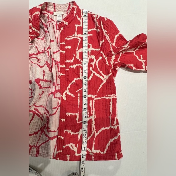Chico’s Quilted Blazer Jacket Womens Size 0 Reversible Open Front Coral - Picture 11 of 11